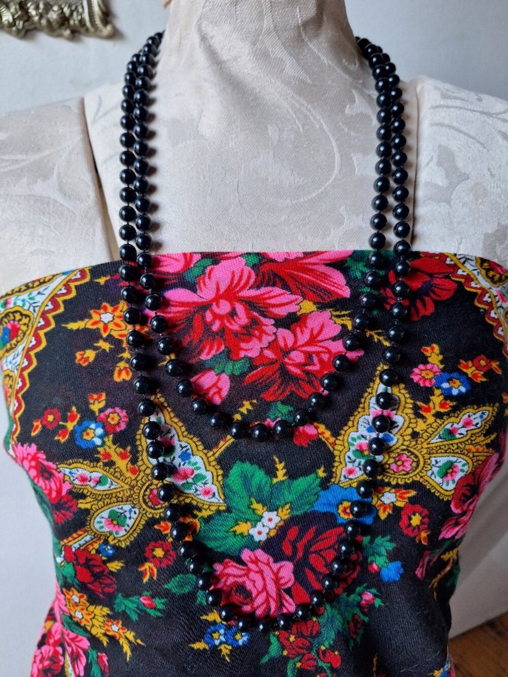 Black Plastic Beaded Necklace Boho Classic Party Feminine